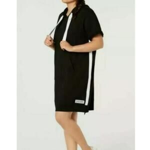CALVIN KLEIN Performance Women Hooded Sweatshirt Short Sleeve Black DRESS Sz XL